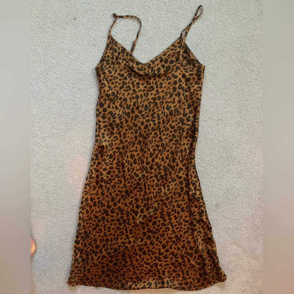 Cheetah print silk slip dress